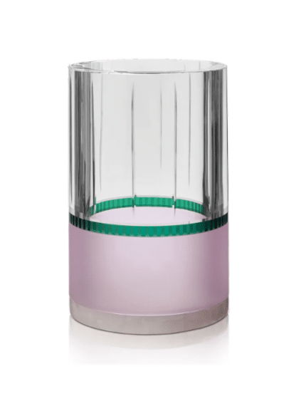 AU REVOIR WASTEBIN OR VASE, Green/Matte Rose/Clear