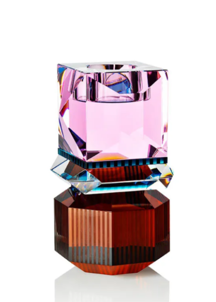 DAKOTA T-LIGHT HOLDER, Brown/Clear/Petrol/Rose