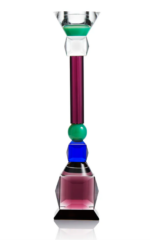 TORRE CANDLESTICK, Clear/Green/Burgundy/Green/Blue/Brown
