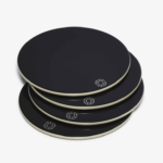 OCTOGONE COASTERS SET4 ,BLACK