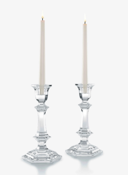 HARCOURT CANDLESTICK SET 2, CLEAR